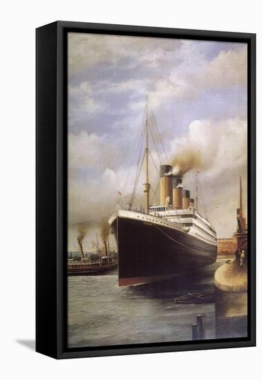 The Titanic Docked Before Her Disastrous Voyage-null-Framed Premier Image Canvas