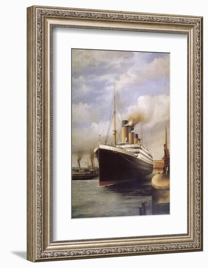 The Titanic Docked Before Her Disastrous Voyage-null-Framed Photographic Print