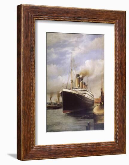 The Titanic Docked Before Her Disastrous Voyage-null-Framed Photographic Print