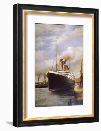 The Titanic Docked Before Her Disastrous Voyage-null-Framed Photographic Print