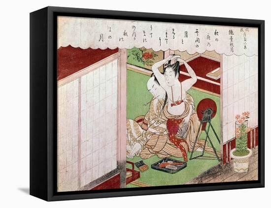 The Toilet of the Elegante Japanese Print by Utamaro Kitagawa (1753-1806). Sun. 0,38X0,25 M. 1794-1-Kitagawa Utamaro-Framed Premier Image Canvas