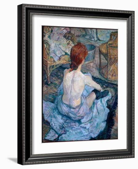 The Toilette, 1896 - Oil on Cardboard-Henri de Toulouse-Lautrec-Framed Giclee Print