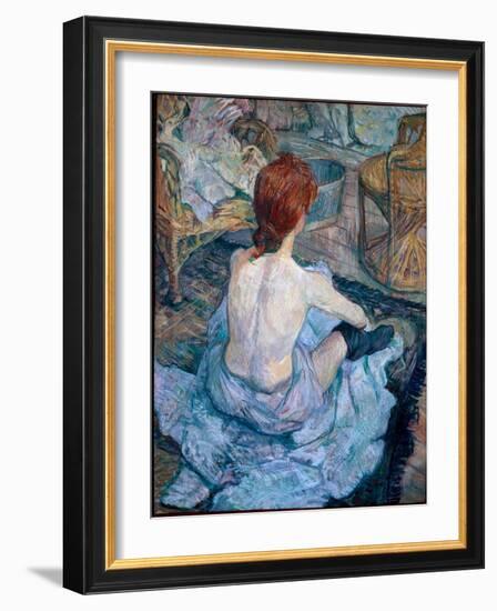 The Toilette, 1896 - Oil on Cardboard-Henri de Toulouse-Lautrec-Framed Giclee Print