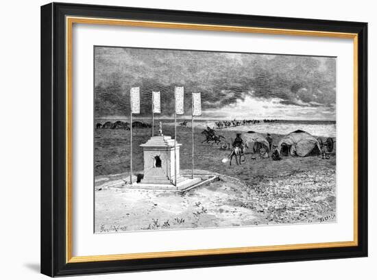 The Tomb of a Lama and an Encampment, Mongolian Desert, C1890-Ivan Pranishnikoff-Framed Giclee Print