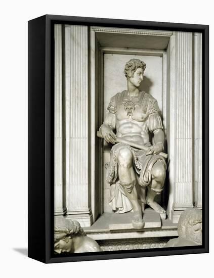 The Tomb of Giuliano De Medici, by Michelangelo-null-Framed Premier Image Canvas