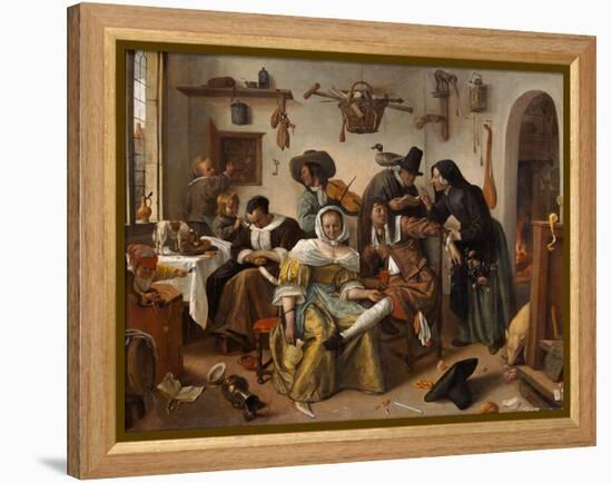 The Topsy-Turvy World (In Weelde Siet To), 1663-Jan Havicksz Steen-Framed Premier Image Canvas