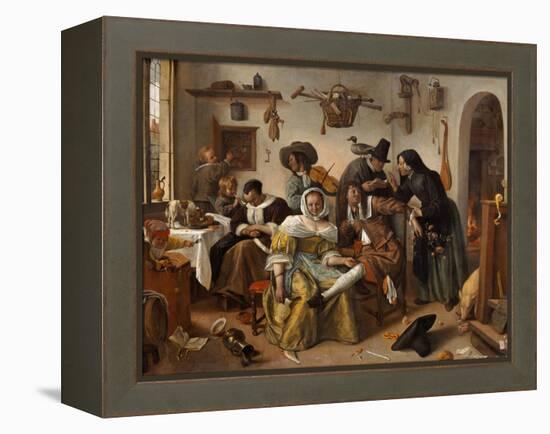 The Topsy-Turvy World (In Weelde Siet To), 1663-Jan Havicksz Steen-Framed Premier Image Canvas