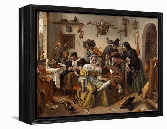 The Topsy-Turvy World (In Weelde Siet To), 1663-Jan Havicksz Steen-Framed Premier Image Canvas