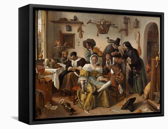 The Topsy-Turvy World (In Weelde Siet To), 1663-Jan Havicksz Steen-Framed Premier Image Canvas