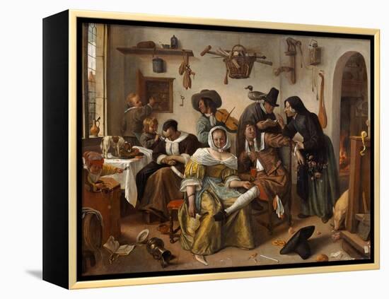 The Topsy-Turvy World (In Weelde Siet To), 1663-Jan Havicksz Steen-Framed Premier Image Canvas