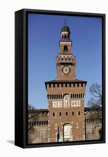 The Torre Del Filarete Clock Tower at the 15th Century Sforza Castle (Castello Sforzesco)-Stuart Forster-Framed Premier Image Canvas