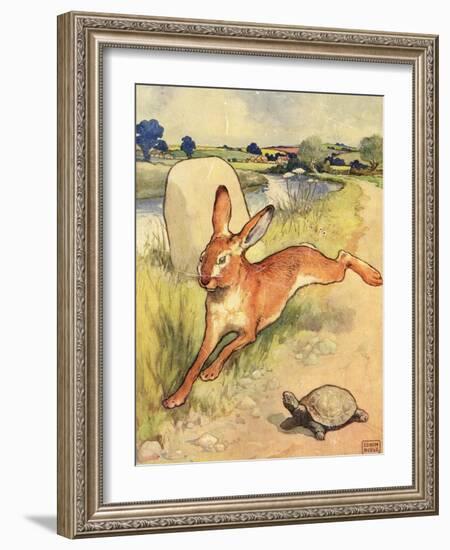 The Tortoise and the Hare from Aesop's Fables, London-John Edwin Noble-Framed Giclee Print