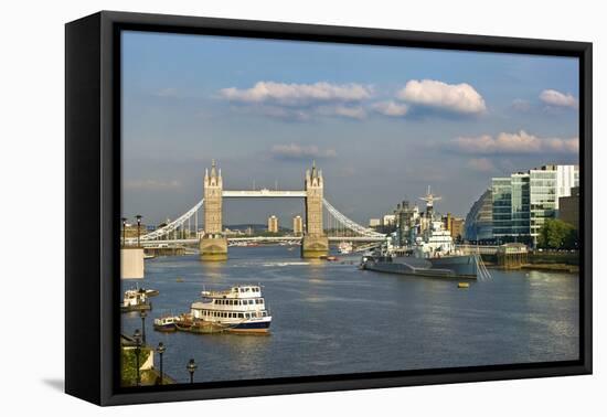 The Tower Bridge and HMS Belfast-Massimo Borchi-Framed Premier Image Canvas