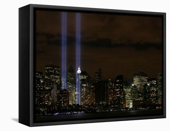 The Towers of Light Shine Over the Manhatten Skyline-null-Framed Premier Image Canvas