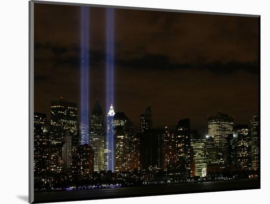 The Towers of Light Shine Over the Manhatten Skyline-null-Mounted Photographic Print