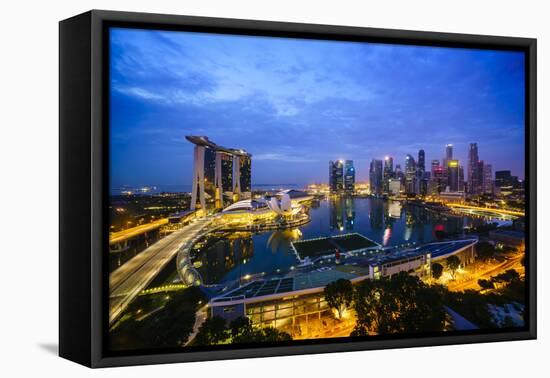 The Towers of the Central Business District and Marina Bay by Night, Singapore, Southeast Asia-Fraser Hall-Framed Premier Image Canvas