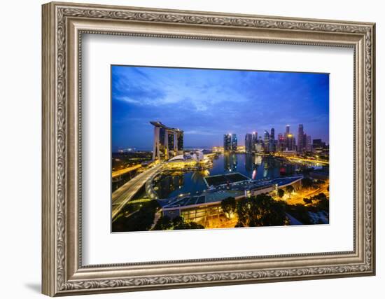 The Towers of the Central Business District and Marina Bay by Night, Singapore, Southeast Asia-Fraser Hall-Framed Photographic Print