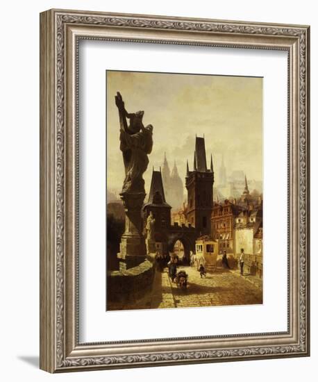 The Towers of the Charles Bridge in Prague, Czechoslovakia, 1870-Albert Schmid-Framed Giclee Print