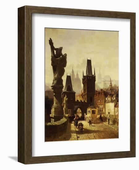 The Towers of the Charles Bridge in Prague, Czechoslovakia, 1870-Albert Schmid-Framed Giclee Print