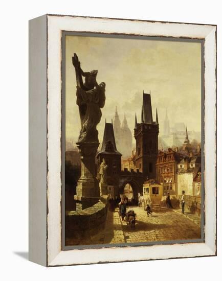 The Towers of the Charles Bridge in Prague, Czechoslovakia, 1870-Albert Schmid-Framed Premier Image Canvas