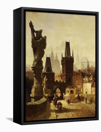 The Towers of the Charles Bridge in Prague, Czechoslovakia, 1870-Albert Schmid-Framed Premier Image Canvas