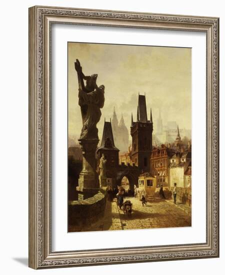 The Towers of the Charles Bridge in Prague, Czechoslovakia, 1870-Albert Schmid-Framed Giclee Print