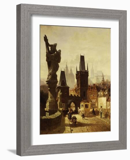 The Towers of the Charles Bridge in Prague, Czechoslovakia, 1870-Albert Schmid-Framed Giclee Print