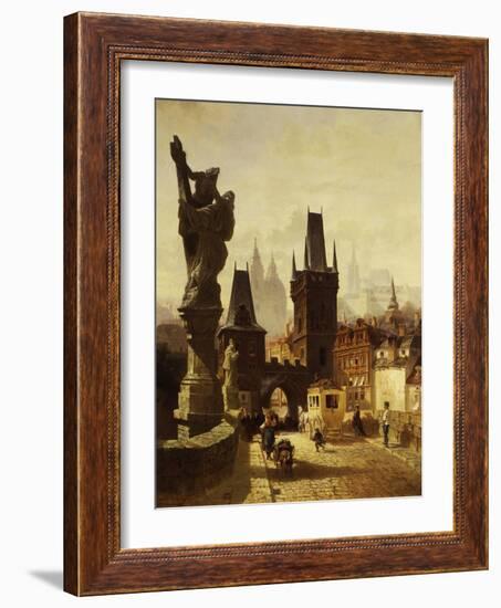 The Towers of the Charles Bridge in Prague, Czechoslovakia, 1870-Albert Schmid-Framed Giclee Print