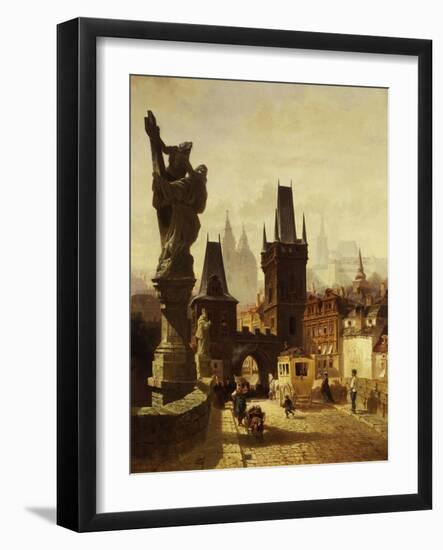 The Towers of the Charles Bridge in Prague, Czechoslovakia, 1870-Albert Schmid-Framed Giclee Print