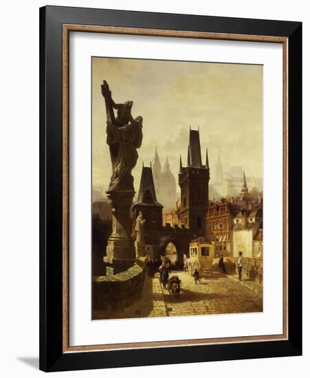 The Towers of the Charles Bridge in Prague, Czechoslovakia, 1870-Albert Schmid-Framed Giclee Print