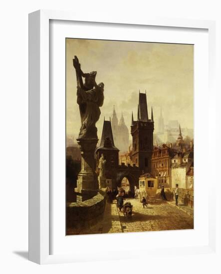 The Towers of the Charles Bridge in Prague, Czechoslovakia, 1870-Albert Schmid-Framed Giclee Print