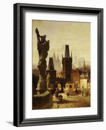 The Towers of the Charles Bridge in Prague, Czechoslovakia, 1870-Albert Schmid-Framed Giclee Print