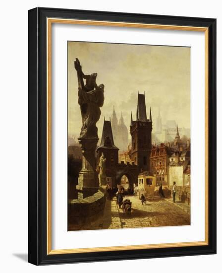 The Towers of the Charles Bridge in Prague, Czechoslovakia, 1870-Albert Schmid-Framed Giclee Print