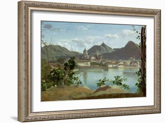 The Town and Lake Como, 1834-Jean-Baptiste-Camille Corot-Framed Giclee Print