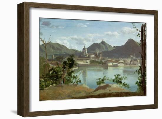 The Town and Lake Como, 1834-Jean-Baptiste-Camille Corot-Framed Giclee Print