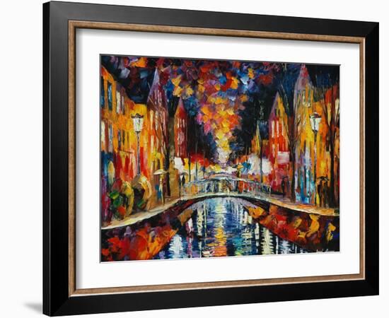 The Town Bridge-Leonid Afremov-Framed Art Print