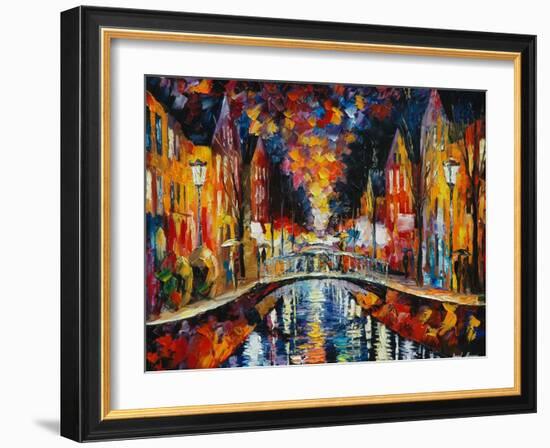 The Town Bridge-Leonid Afremov-Framed Art Print