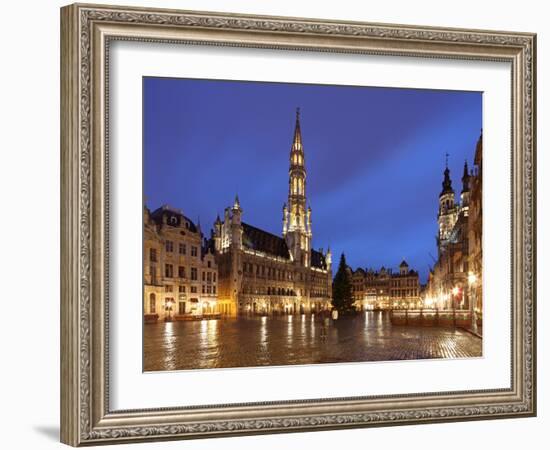 The Town Hall (French: Hôtel De Ville), of City of Brussels Is a Gothic Building from Middle Ages L-David Bank-Framed Photographic Print