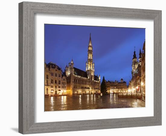 The Town Hall (French: Hôtel De Ville), of City of Brussels Is a Gothic Building from Middle Ages L-David Bank-Framed Photographic Print