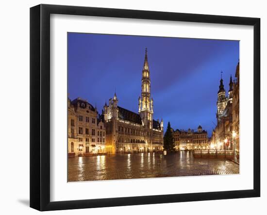 The Town Hall (French: Hôtel De Ville), of City of Brussels Is a Gothic Building from Middle Ages L-David Bank-Framed Photographic Print