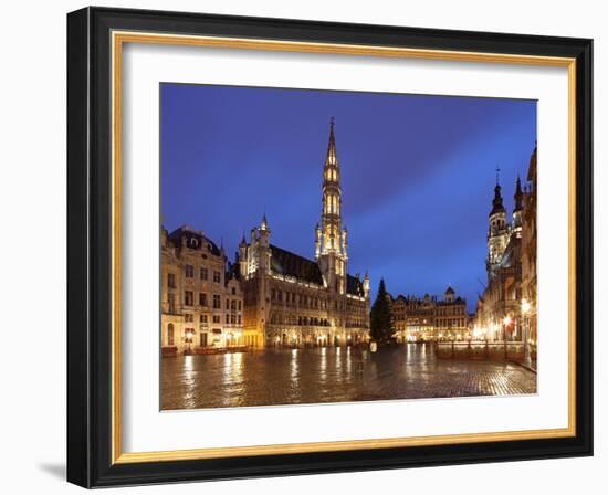 The Town Hall (French: Hôtel De Ville), of City of Brussels Is a Gothic Building from Middle Ages L-David Bank-Framed Photographic Print