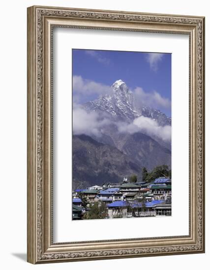 The Town of Lukla Beneath the Himalayan Mountains, Nepal, Asia-John Woodworth-Framed Photographic Print