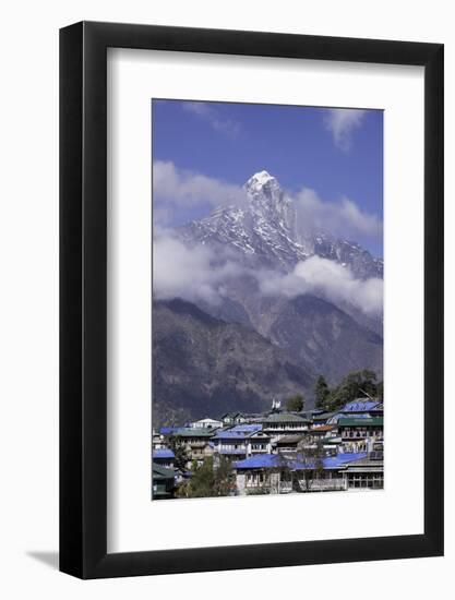 The Town of Lukla Beneath the Himalayan Mountains, Nepal, Asia-John Woodworth-Framed Photographic Print