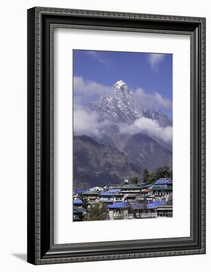 The Town of Lukla Beneath the Himalayan Mountains, Nepal, Asia-John Woodworth-Framed Photographic Print