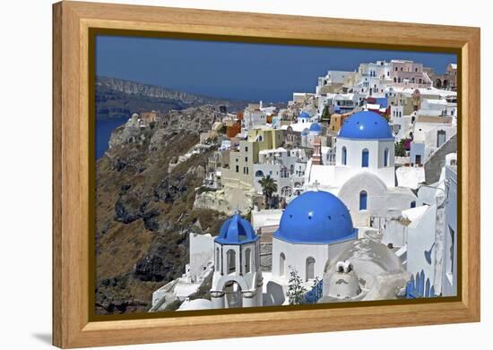 The Town of Oia on the Island of Santorini, Greece-David Noyes-Framed Premier Image Canvas