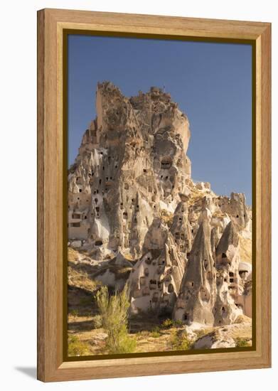 The Town of Orchisar, Showing the Old Tunneled Houses Dug into the Volcanic Rock, Cappadocia-David Clapp-Framed Premier Image Canvas