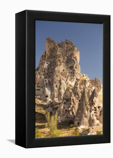 The Town of Orchisar, Showing the Old Tunneled Houses Dug into the Volcanic Rock, Cappadocia-David Clapp-Framed Premier Image Canvas