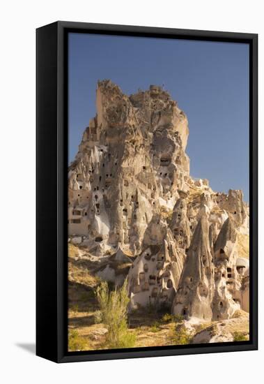 The Town of Orchisar, Showing the Old Tunneled Houses Dug into the Volcanic Rock, Cappadocia-David Clapp-Framed Premier Image Canvas