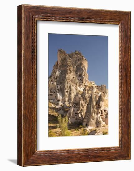 The Town of Orchisar, Showing the Old Tunneled Houses Dug into the Volcanic Rock, Cappadocia-David Clapp-Framed Photographic Print