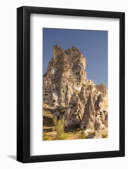 The Town of Orchisar, Showing the Old Tunneled Houses Dug into the Volcanic Rock, Cappadocia-David Clapp-Framed Photographic Print